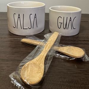 !SOLD! Rae Dunn Salsa & Guac Serving Bowls w/ Serving Spoons